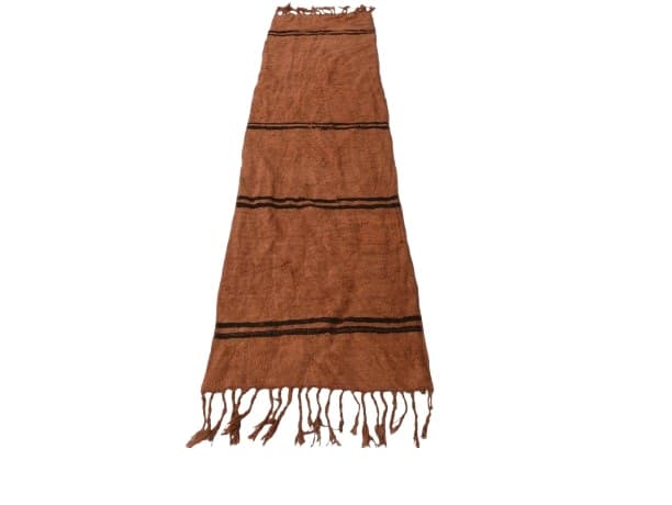 Chodnik 273x72 cm, brązowy, ciemnobrązowy, konopie, lata 70.