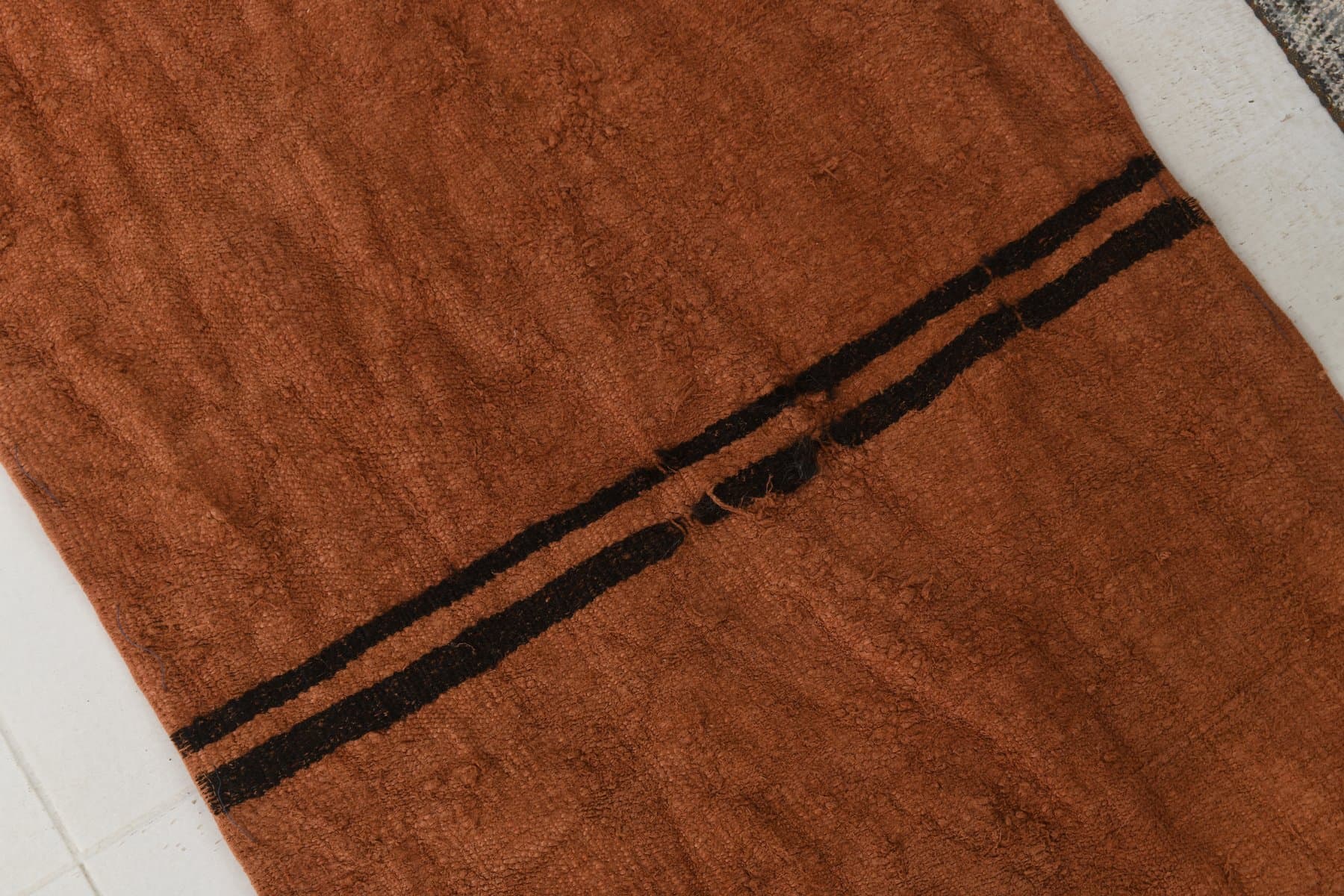 Chodnik 273x72 cm, brązowy, ciemnobrązowy, konopie, lata 70. - 214988