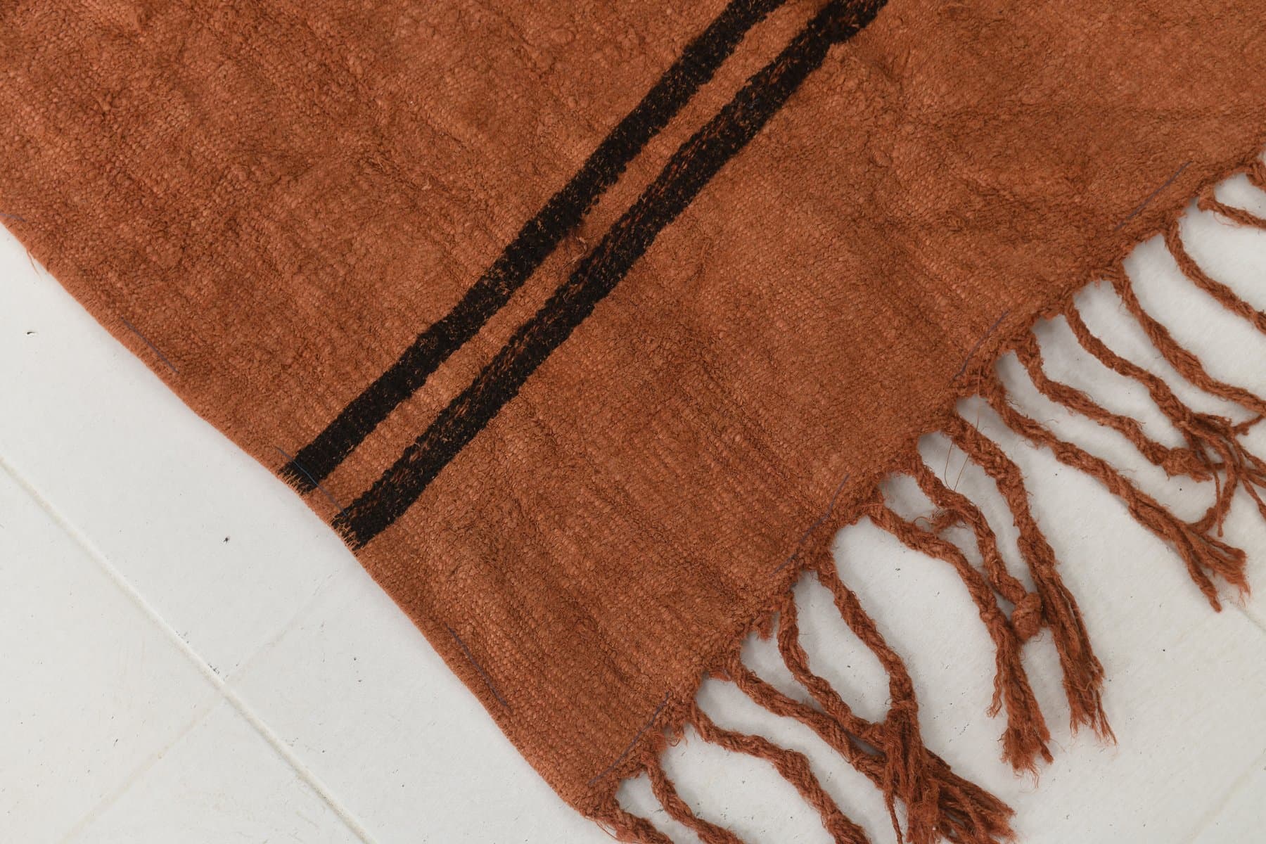 Chodnik 273x72 cm, brązowy, ciemnobrązowy, konopie, lata 70. - 214984