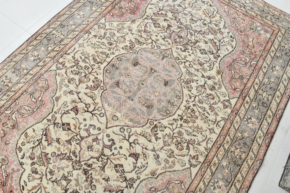 Dywan 186x270 cm, szary, czerwony, wełna, lata 70. - 215181