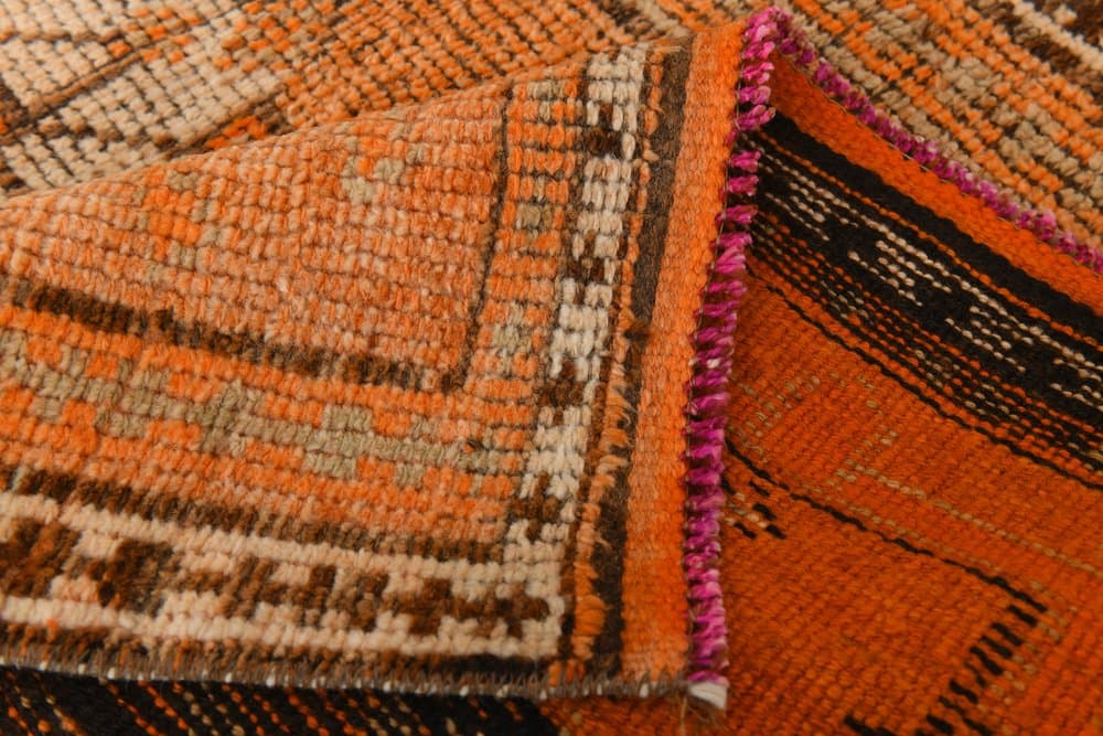 Chodnik 89x392 cm, pomarańczowy, wełna, lata 70. - 215153