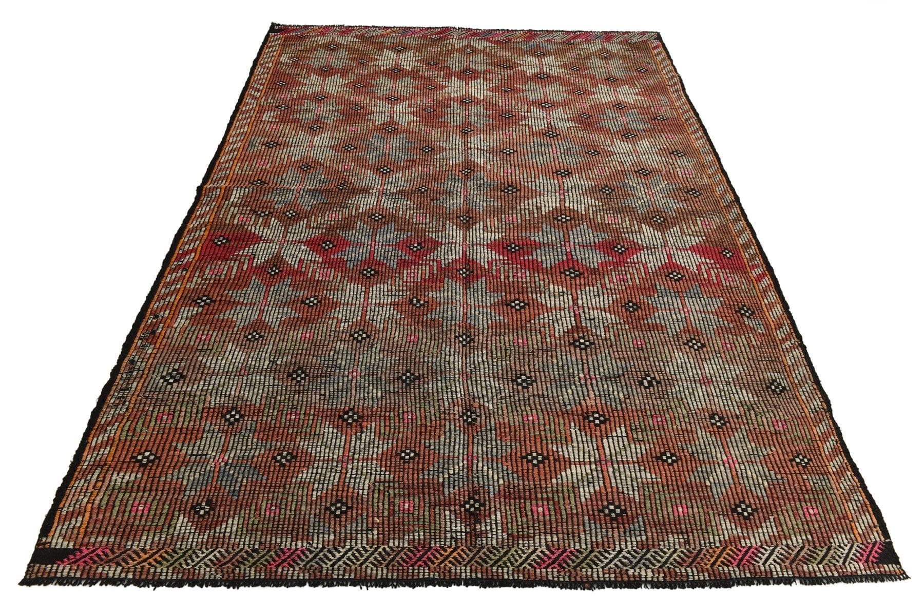 Kilim 178x270 cm, carmine, pastel, wool, 1970s