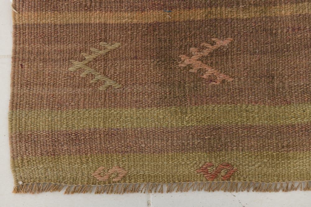 Runner 98x283 cm, Brown, Olive, Wool, 1970s - 215086