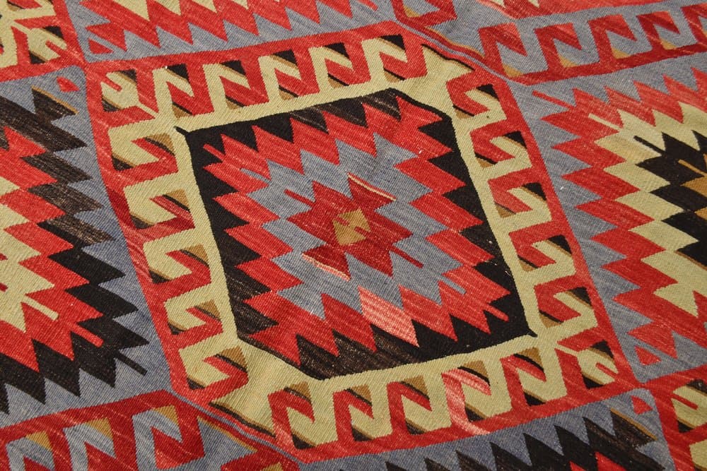 Kilim 306x174 cm, red, beige, wool, 1970s - 215057