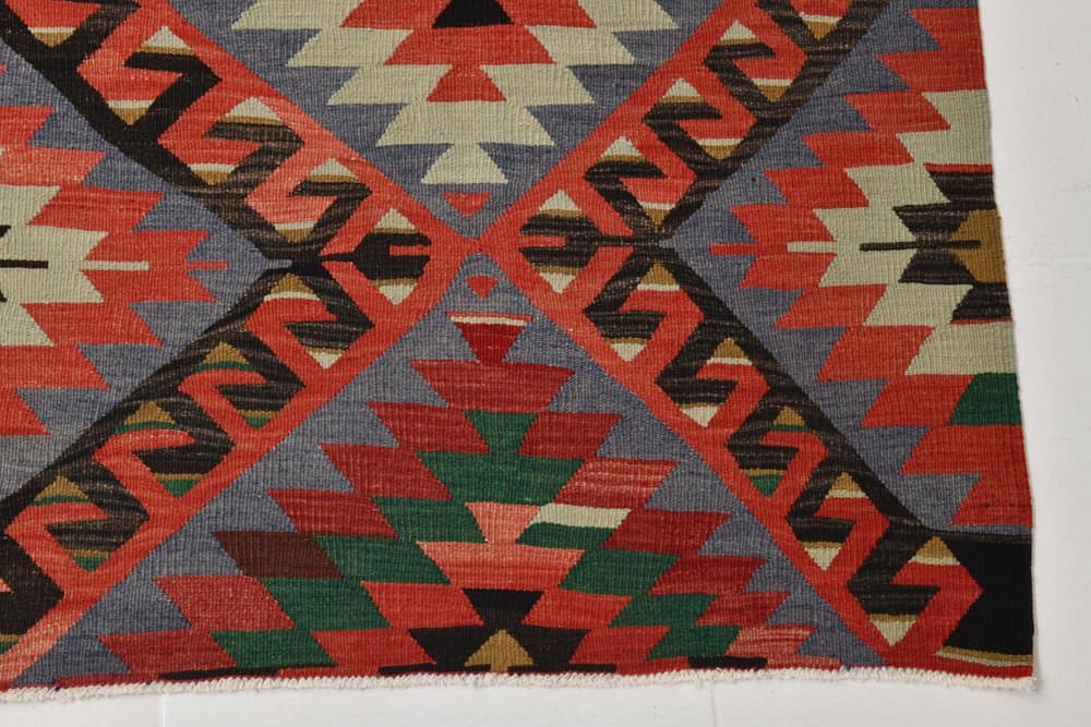 Kilim 306x174 cm, red, beige, wool, 1970s - 215061