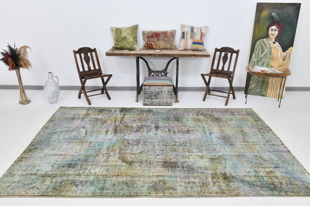 Rug 191x296 cm, Blue, Green, Wool, 1970s - 215271