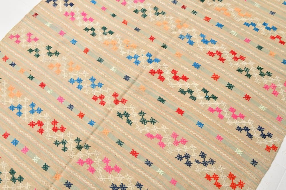 Dywan 160x252 cm, niebieski, zielony, wełna, lata 70. - 215660