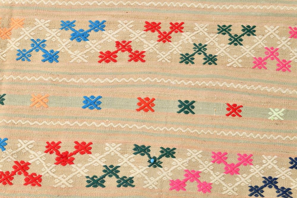 Dywan 160x252 cm, niebieski, zielony, wełna, lata 70. - 215655