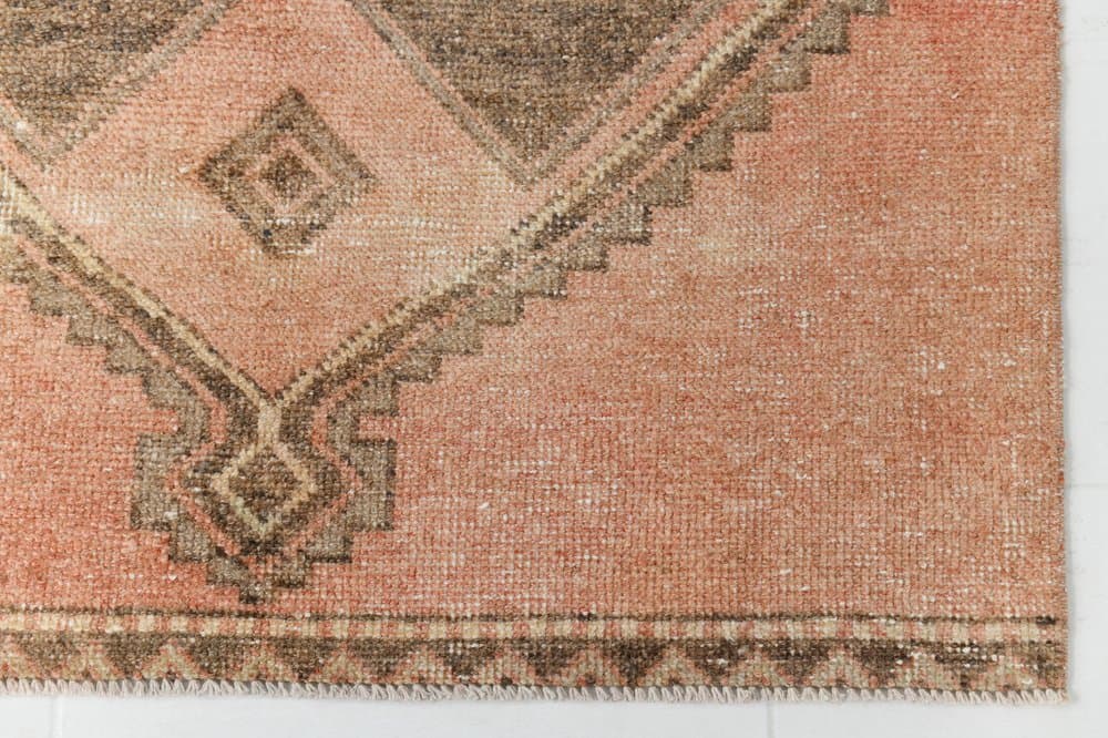 Chodnik 89x339 cm, brązowy, beżowy, wełna, lata 70. - 215651