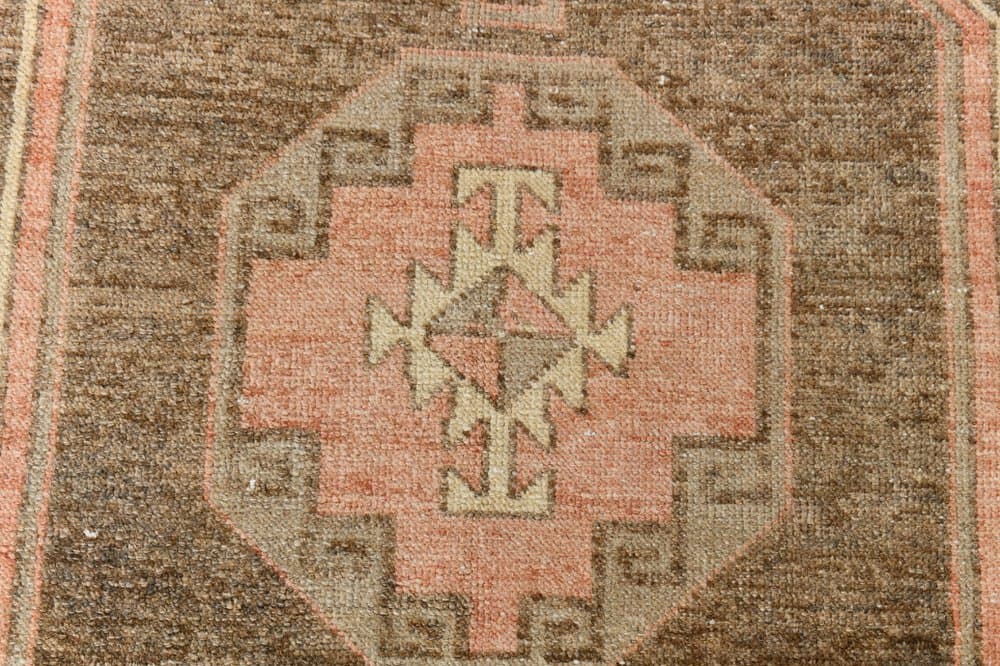 Chodnik 89x339 cm, brązowy, beżowy, wełna, lata 70. - 215649