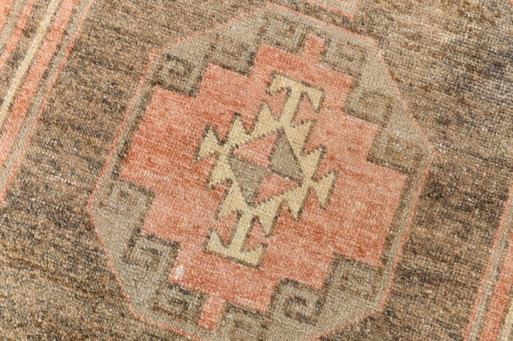 Chodnik 89x339 cm, brązowy, beżowy, wełna, lata 70. - 215648