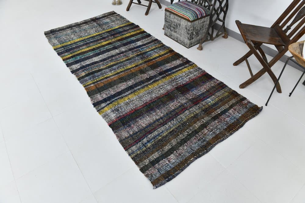 Kilim 115x271 cm, green, turquoise, wool, 1960s - 215628