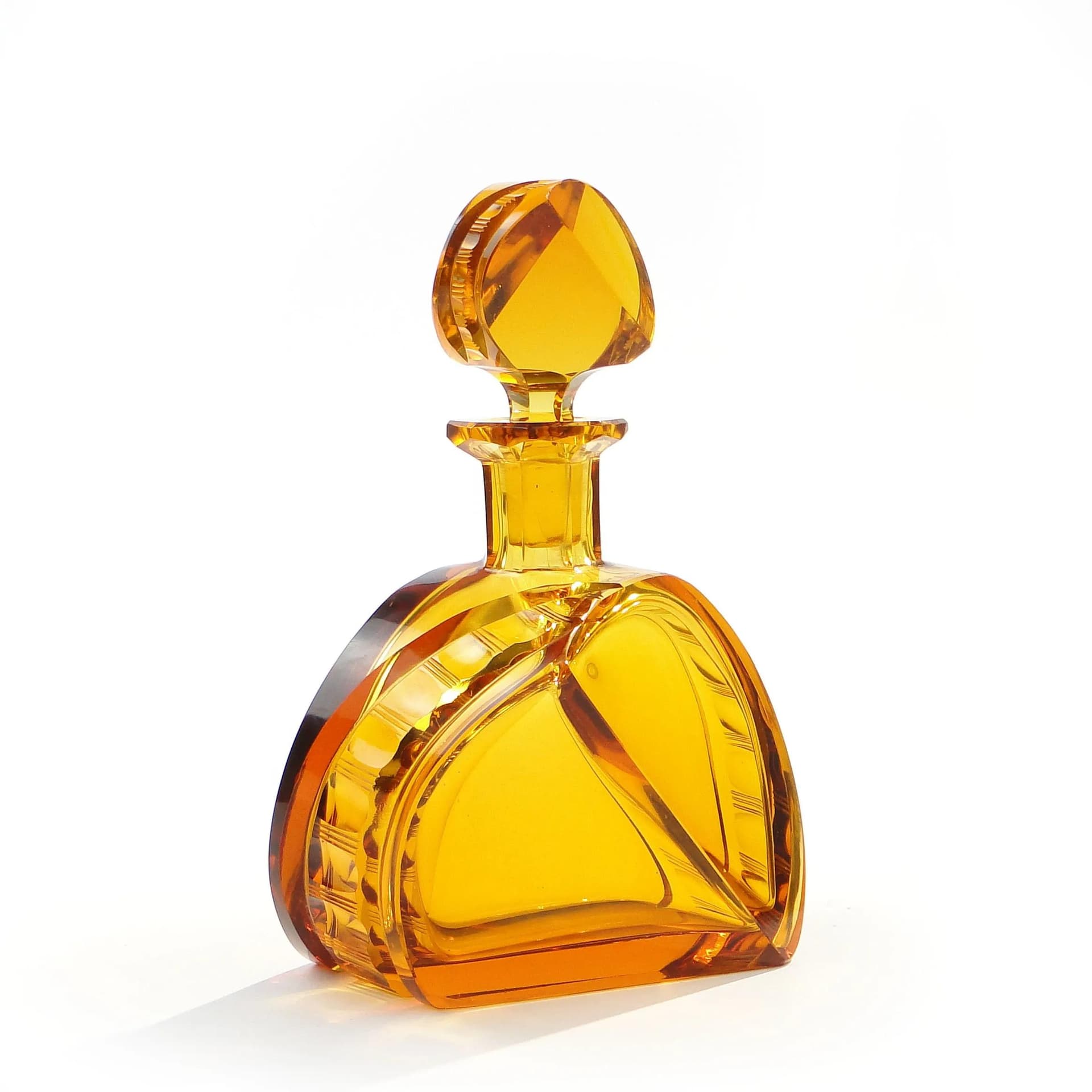 Karafka asymetryczna, kryształ żółty, Moser, Czechy, lata 60. - 15606