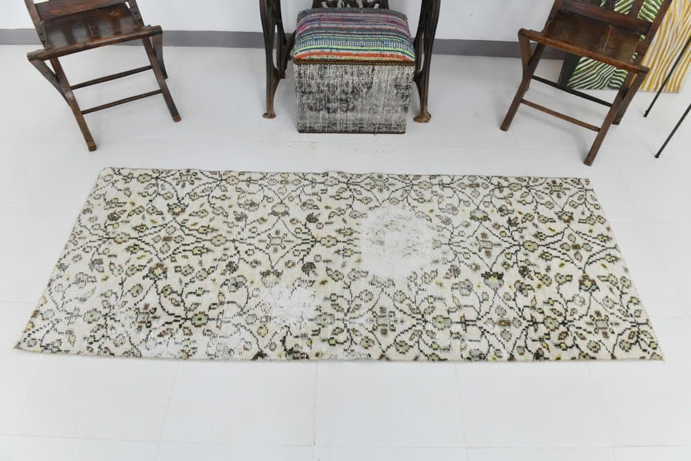 Rug 195x78 cm, beige, wool, 1970s - 215605