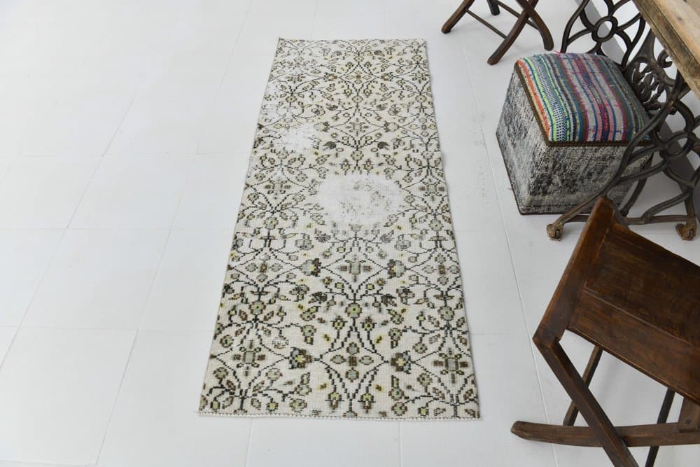 Rug 195x78 cm, beige, wool, 1970s - 215602