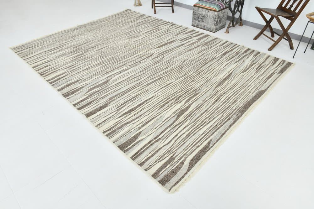 Kilim 238x324 cm, beżowy, wełna, lata 70. - 215566