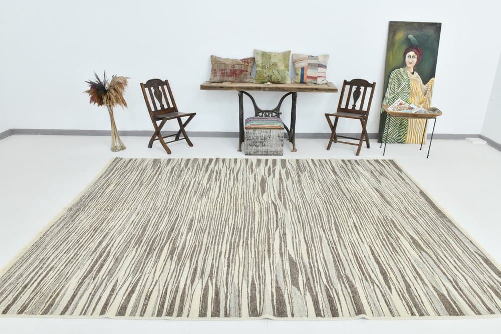 Kilim 238x324 cm, beżowy, wełna, lata 70. - 215567