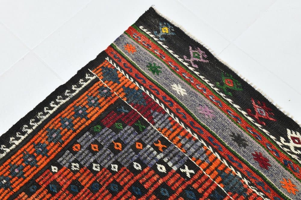 Kilim 186x265 cm, green, red, wool, 1970s - 215539