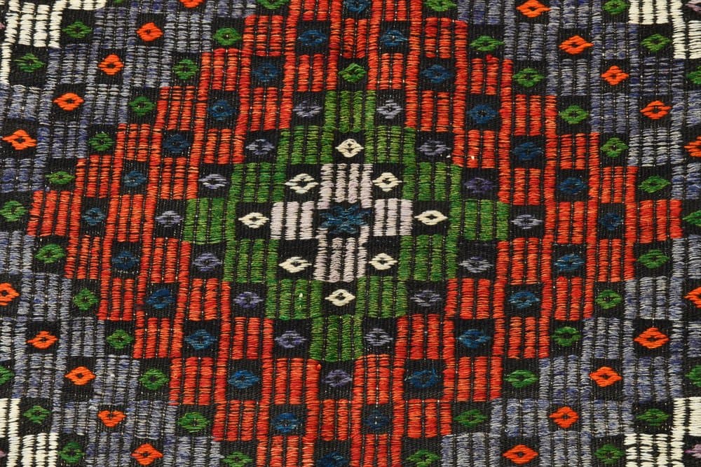 Kilim 186x265 cm, green, red, wool, 1970s - 215548