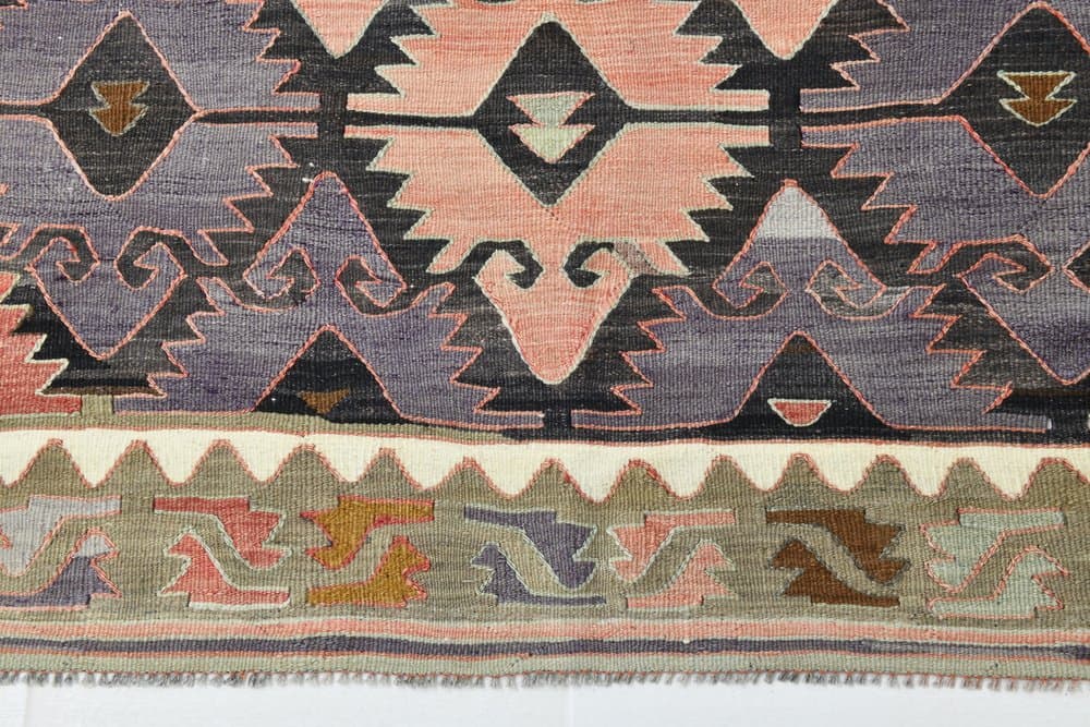 Rug 152x298 cm, brown, pink, wool, 1970s - 215533