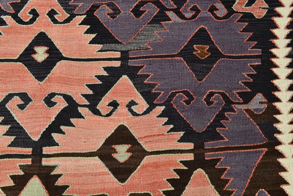 Rug 152x298 cm, brown, pink, wool, 1970s - 215531