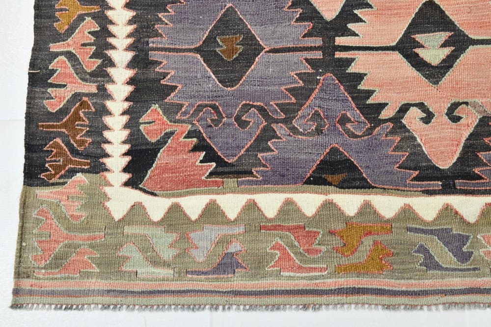 Rug 152x298 cm, brown, pink, wool, 1970s - 215532