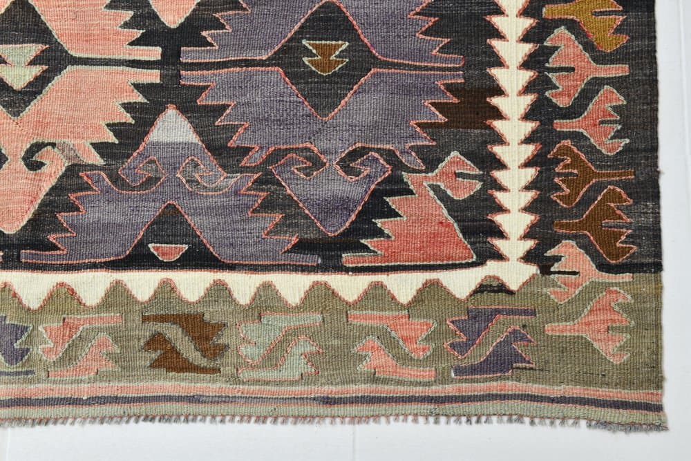 Rug 152x298 cm, brown, pink, wool, 1970s - 215534