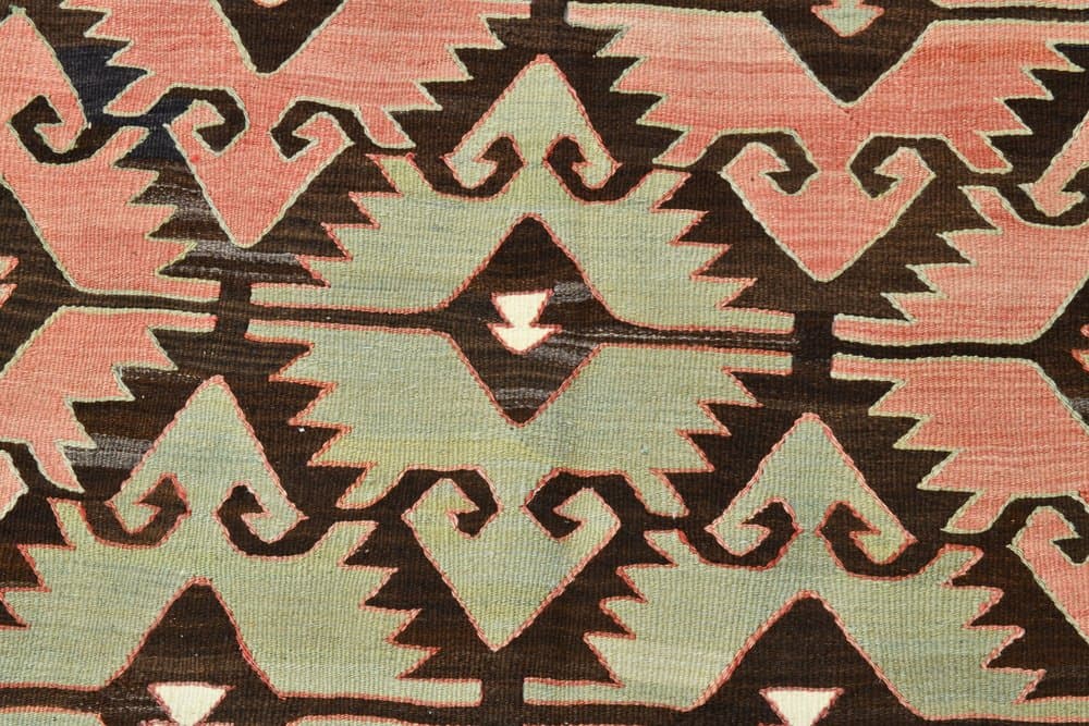 Rug 152x298 cm, brown, pink, wool, 1970s - 215525
