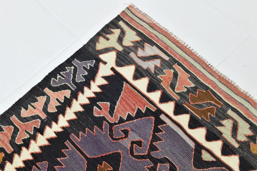 Rug 152x298 cm, brown, pink, wool, 1970s - 215526