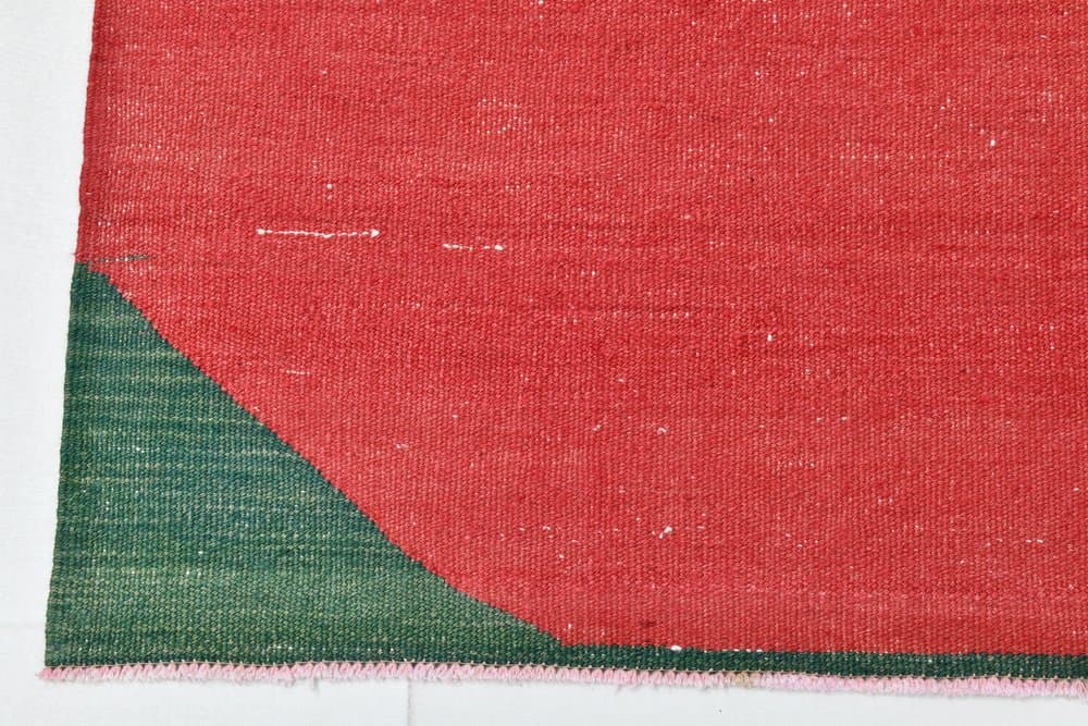 Kilim 172x137 cm, czerwony, zielony, wełna, lata 70. - 215519