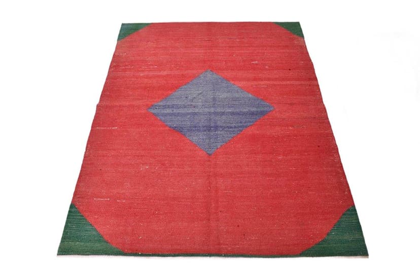Kilim 172x137 cm, Red, Green, Wool, 1970s