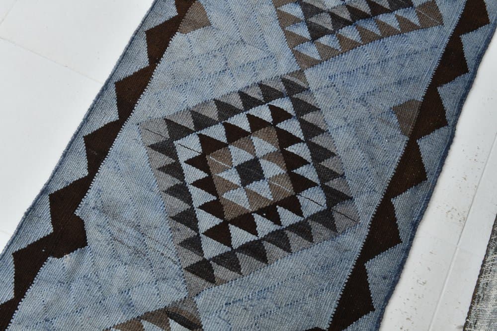 Kilim 79x316 cm, blue, wool, 1980s - 215491