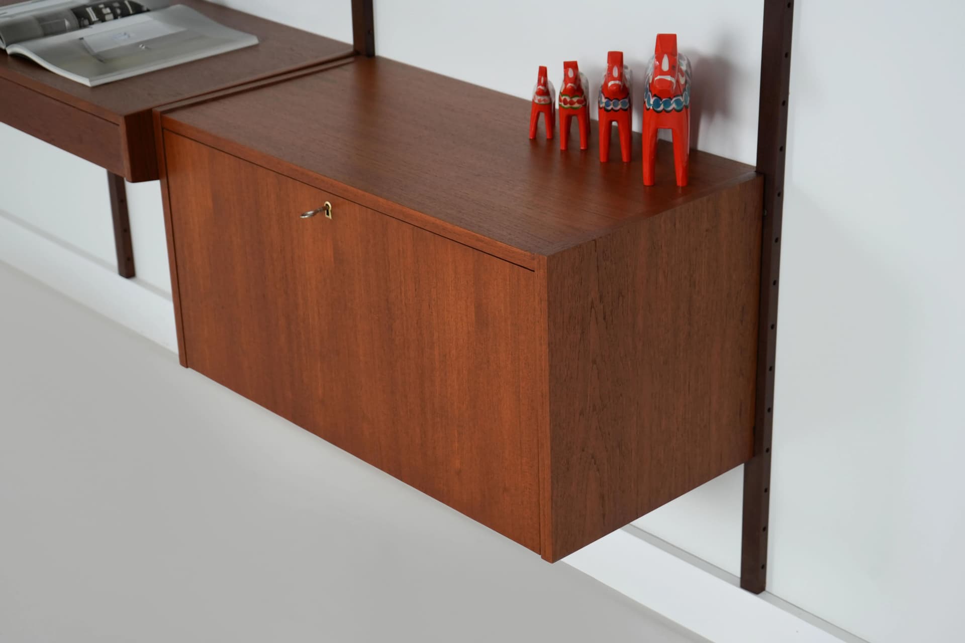 Regał systemowy PS System, teak brązowy, proj. P. Sorensen, Dania, lata 60. - 15681