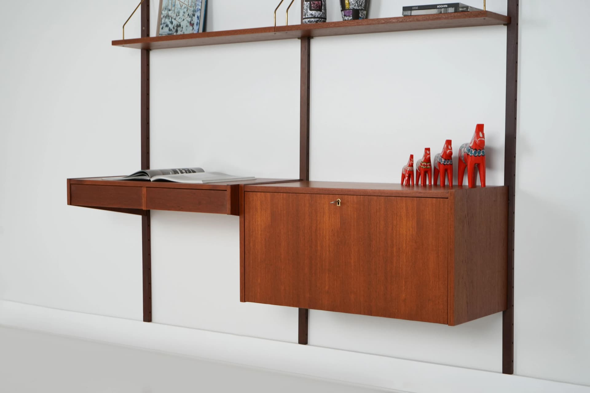 Regał systemowy PS System, teak brązowy, proj. P. Sorensen, Dania, lata 60. - 15677