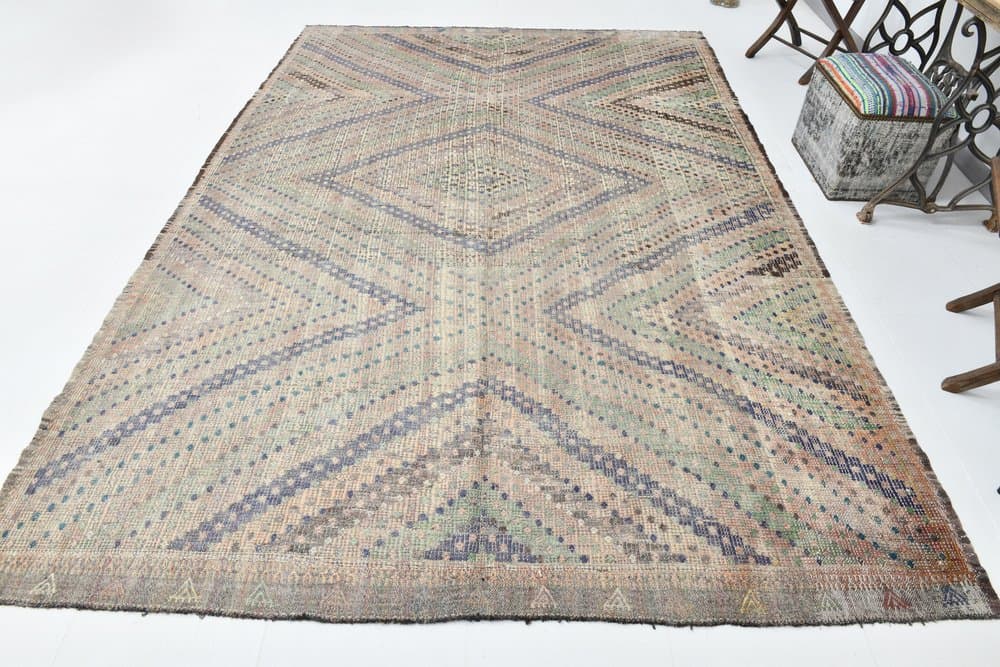 Kilim 225x330 cm, grey, wool, Turkey, 1970s. - 215433