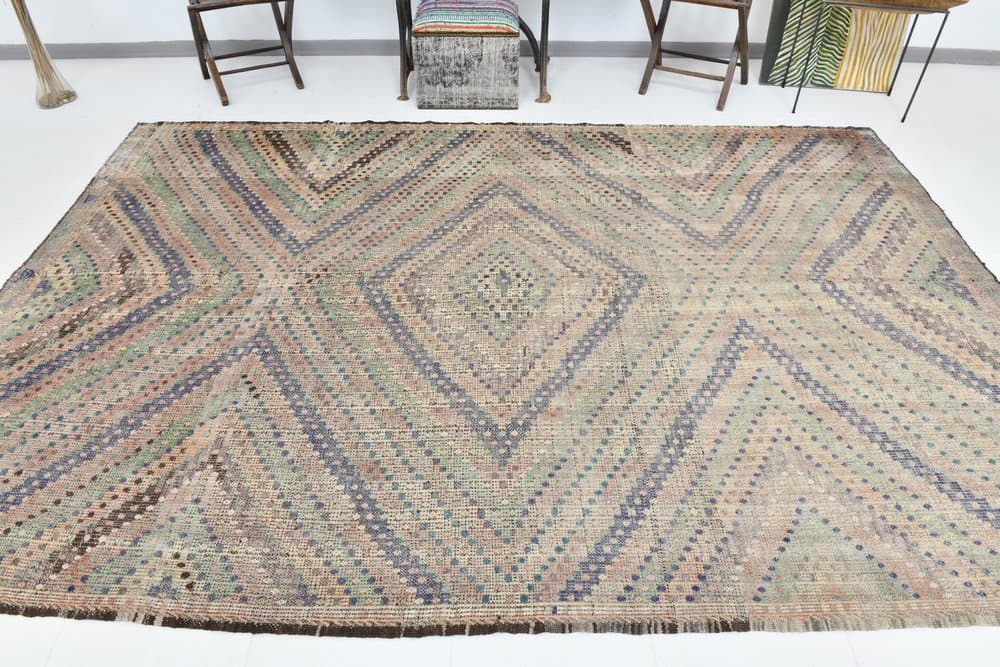 Kilim 225x330 cm, grey, wool, Turkey, 1970s. - 215440