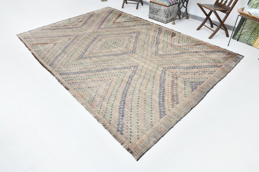 Kilim 225x330 cm, grey, wool, Turkey, 1970s. - 215436