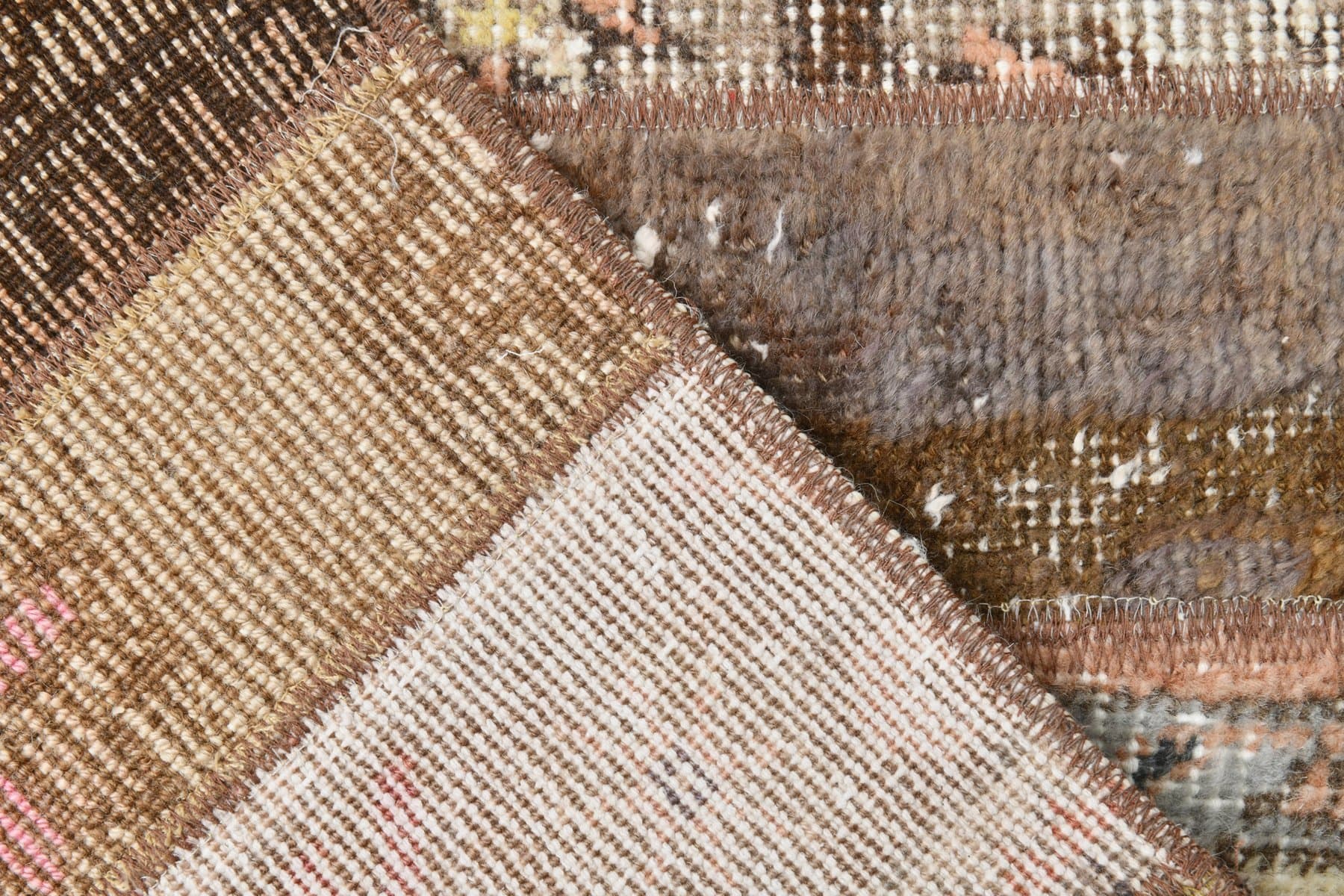 Runner 122x57 cm, beige, pink, wool, 1960s - 215421