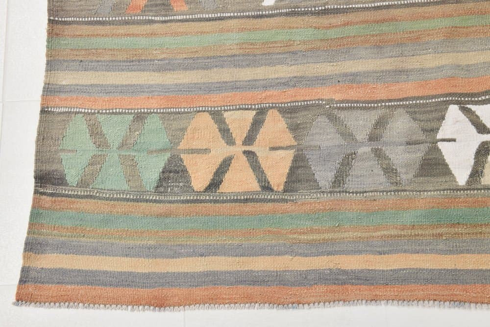 Kilim 186x347 cm, Blue, Grey, Wool, 1970s - 215415