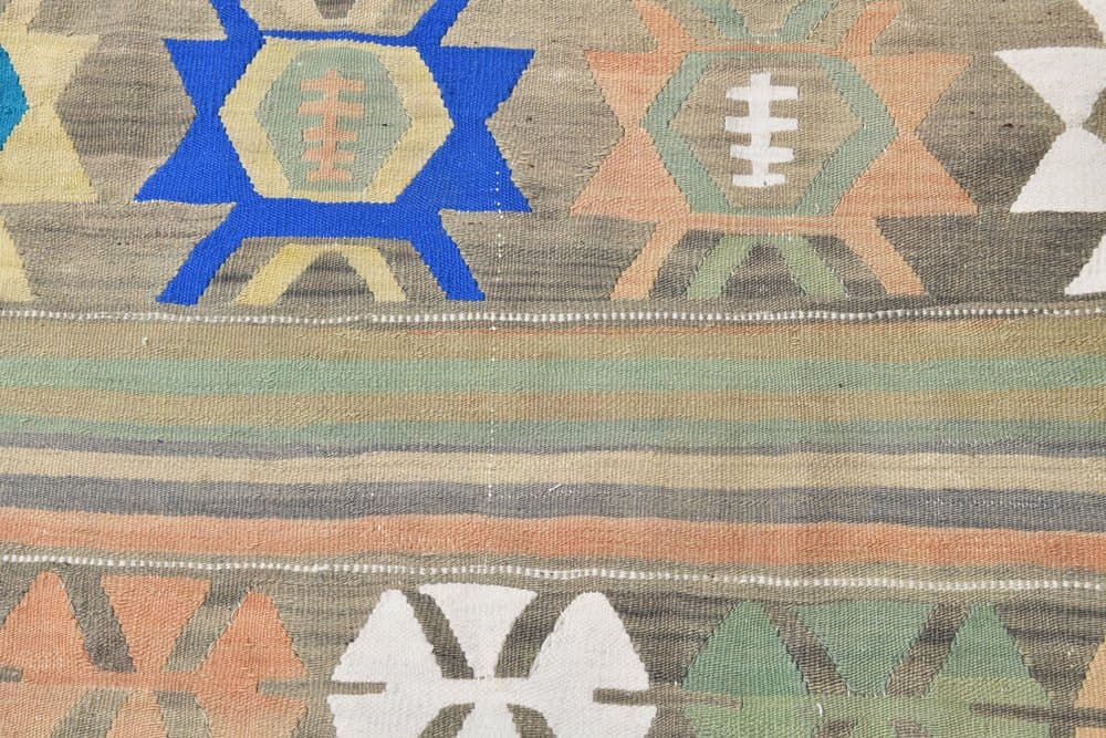 Kilim 186x347 cm, Blue, Grey, Wool, 1970s - 215409