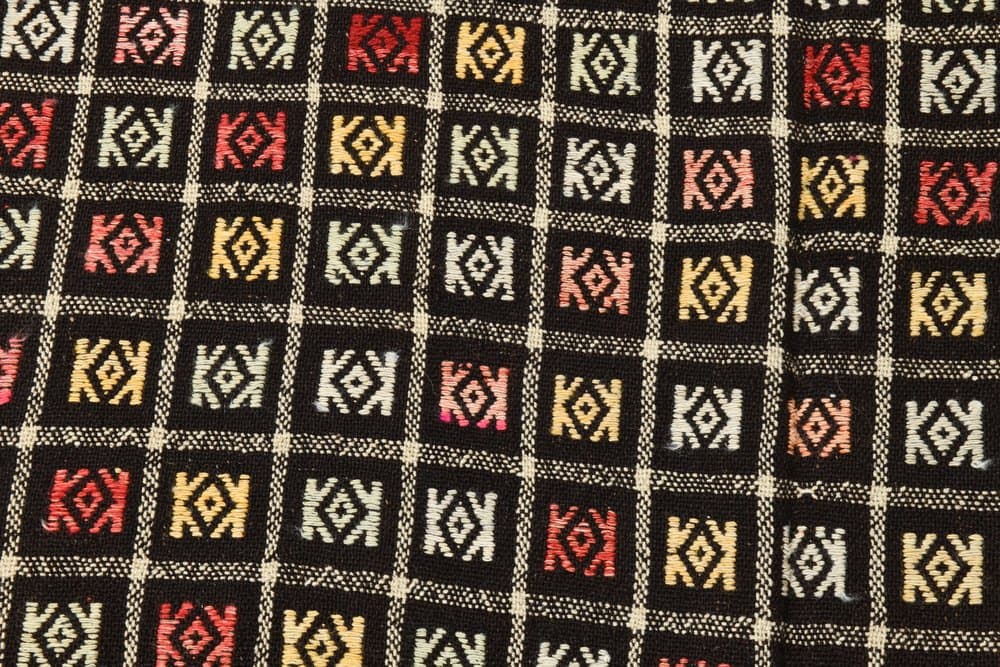 Kilim 140x290 cm, black, red, wool, 1970s - 215390