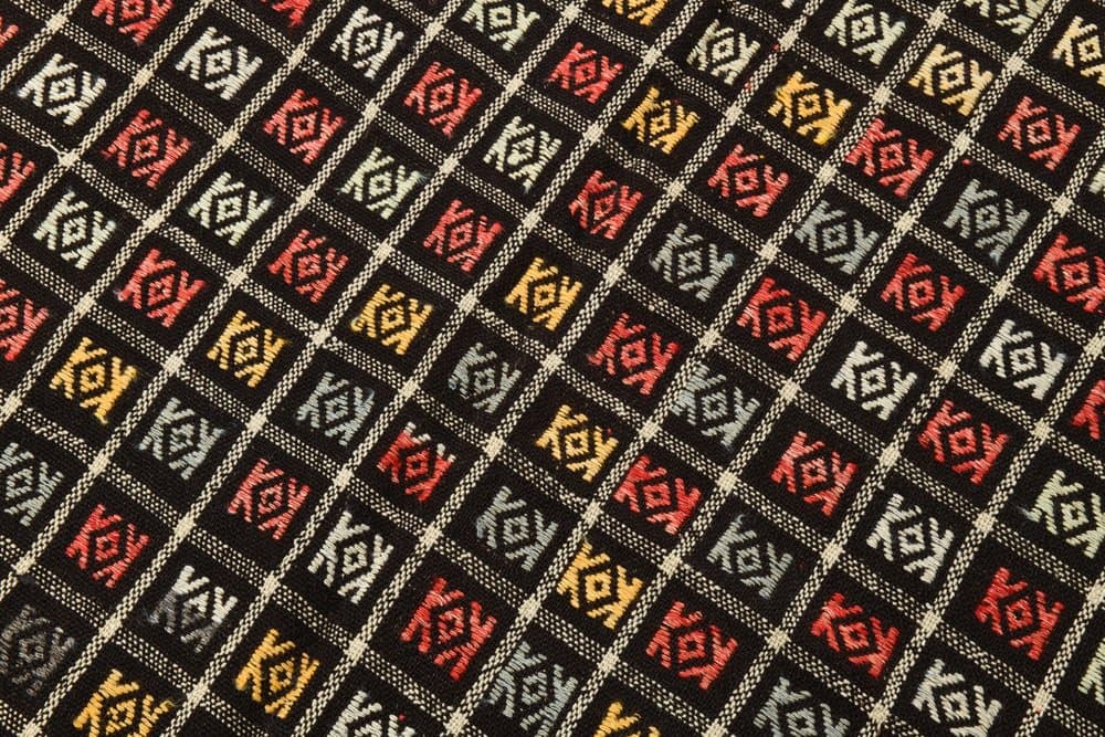 Kilim 140x290 cm, black, red, wool, 1970s - 215388