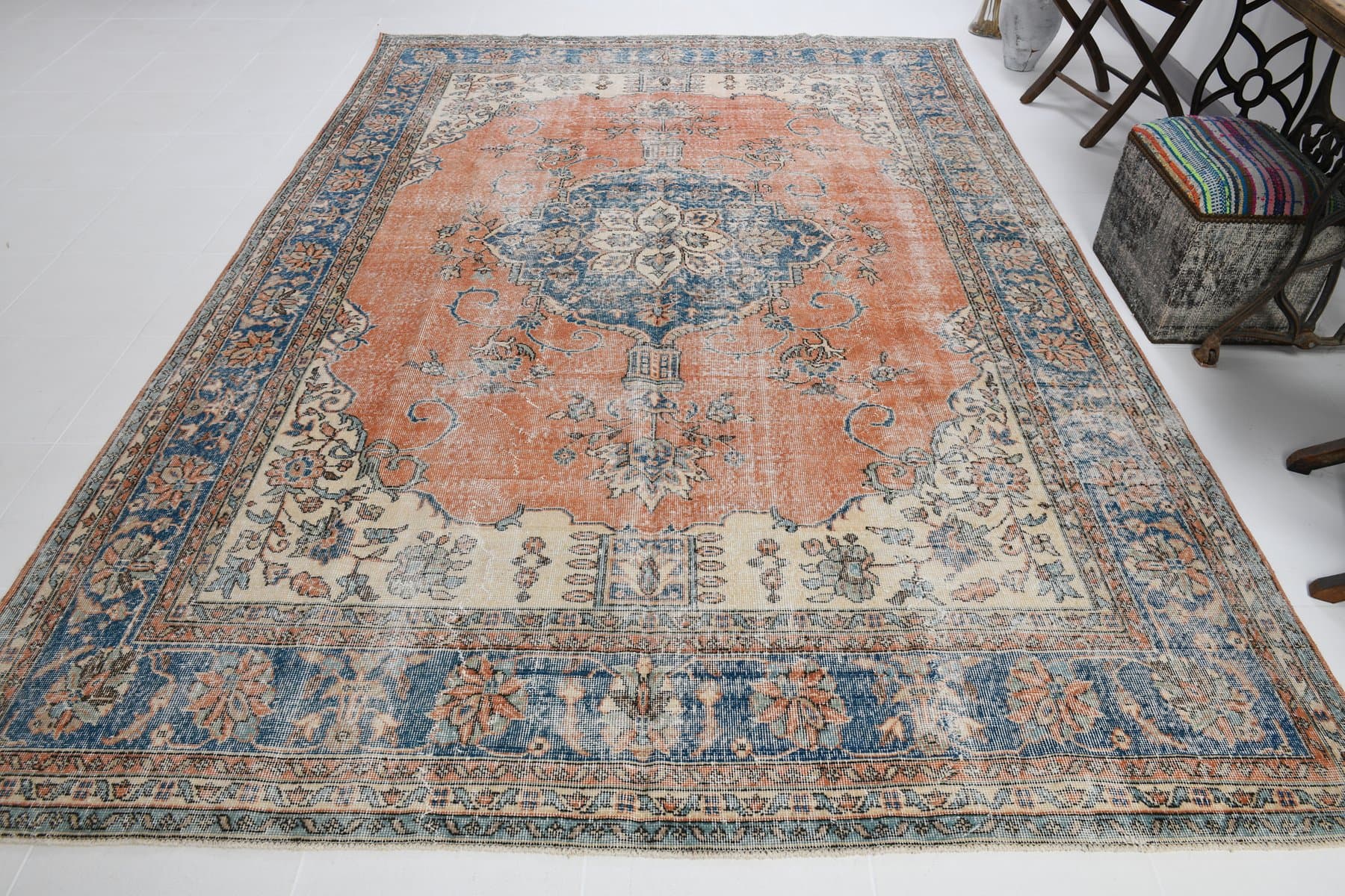 Dywan 344x235 cm, beżowy, wełna, Turcja, lata 60. - 215374