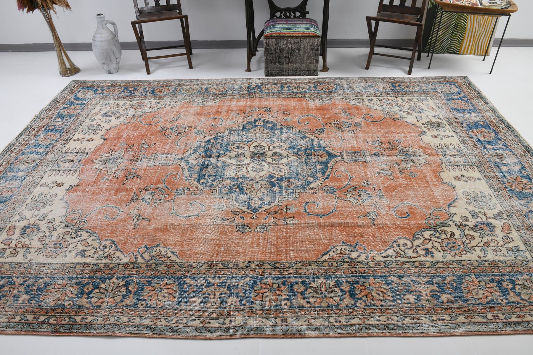 Dywan 344x235 cm, beżowy, wełna, Turcja, lata 60. - 215375