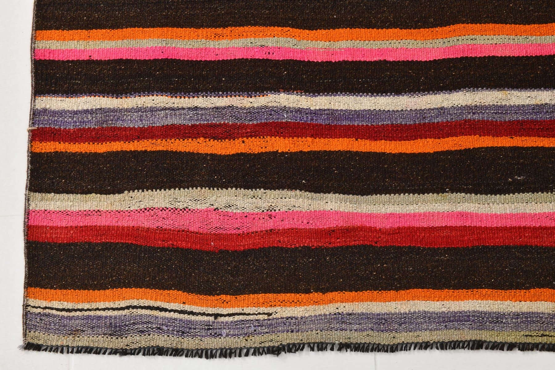 Kilim Runner 283x80 cm, brown, beige, wool, Turkey, 1970s. - 215365