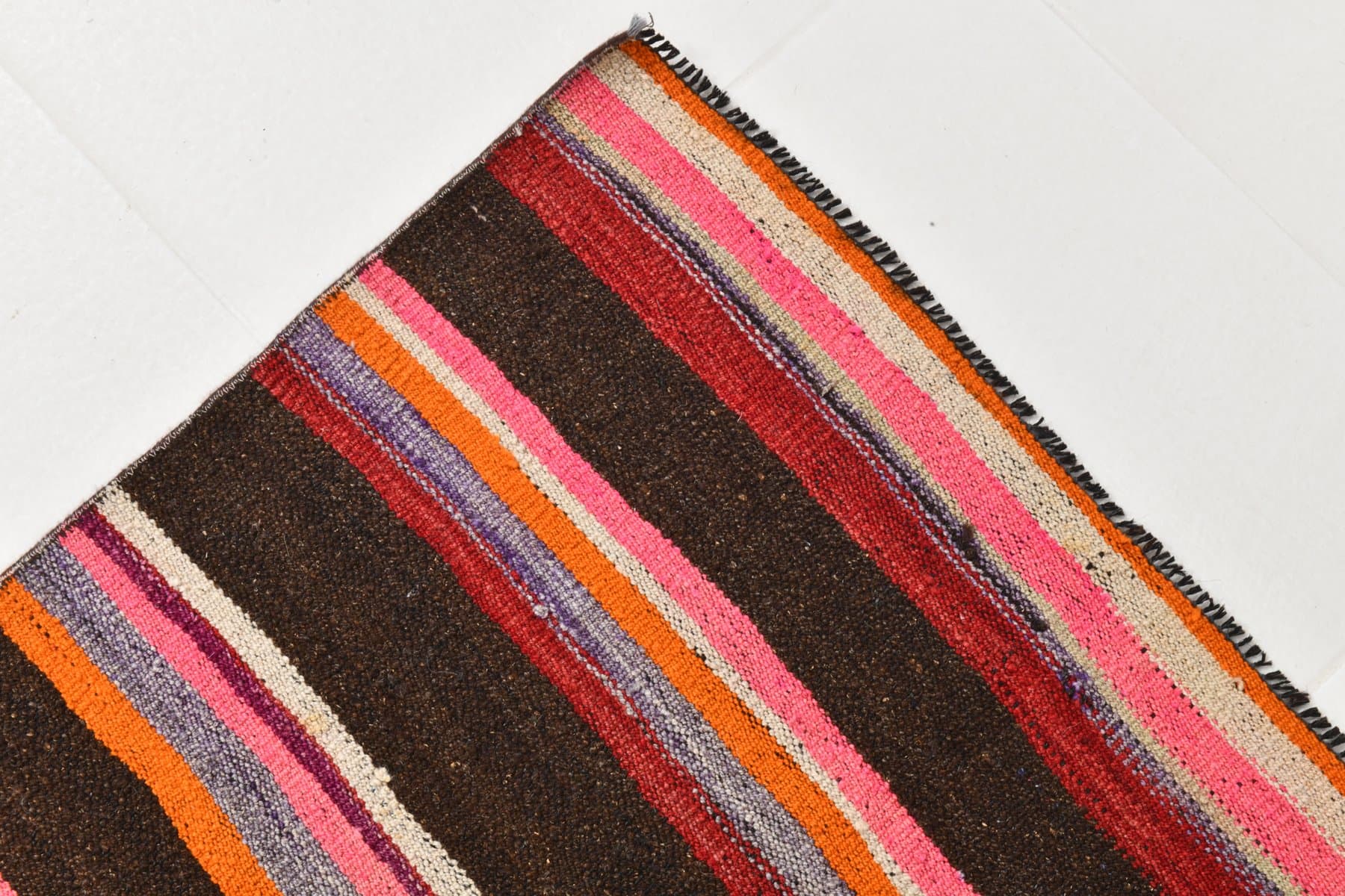 Kilim Runner 283x80 cm, brown, beige, wool, Turkey, 1970s. - 215356