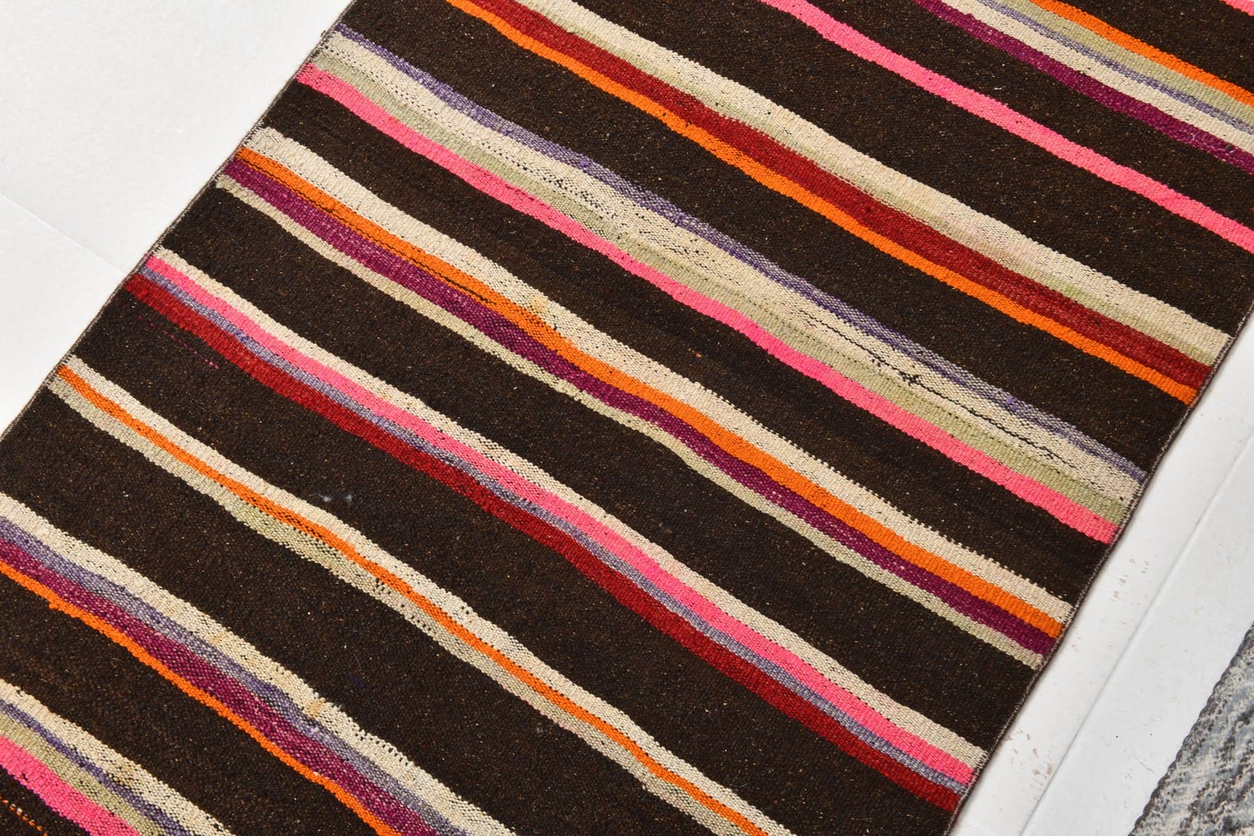 Kilim Runner 283x80 cm, brown, beige, wool, Turkey, 1970s. - 215364