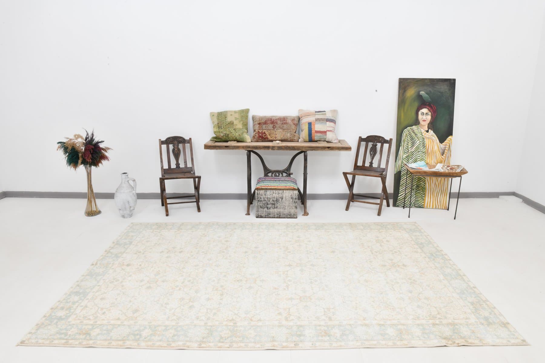 Rug 306x195 cm, beige, wool, Turkey, 1960s. - 215348