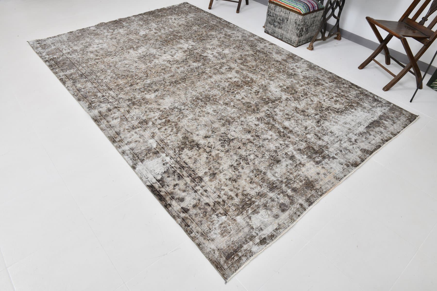 Rug 198x307 cm, grey, wool, Turkey, 1950s - 215334