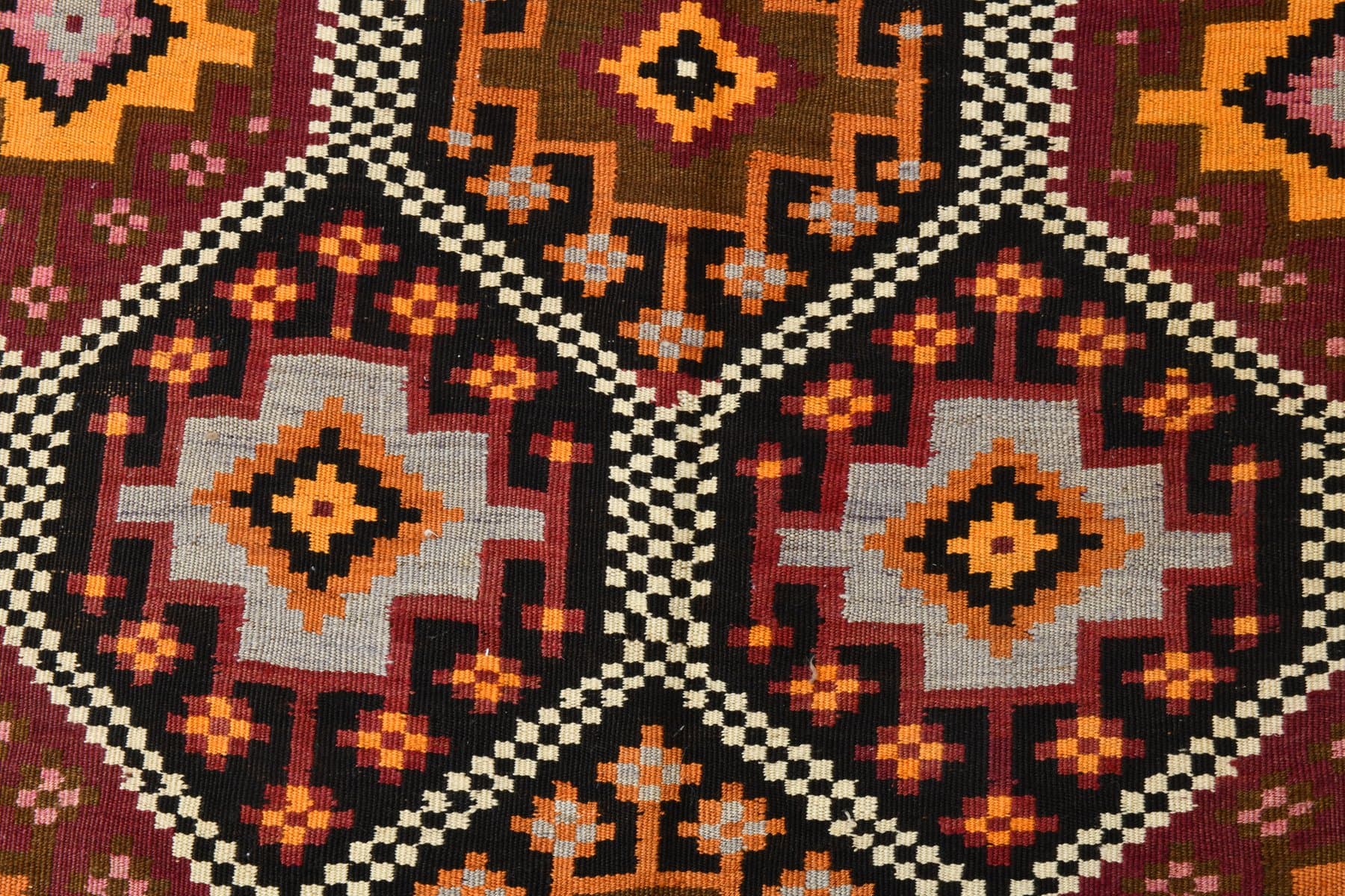 Kilim Rug 126x335 cm, beige, black, wool, Turkey, 1960s. - 215317
